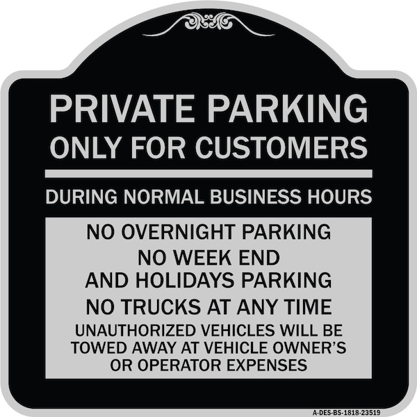 Signmission Only for Customers During Normal Business Hours No Overnight Parking No Trucks at Any, BS-1818-23519 A-DES-BS-1818-23519 - main